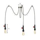 Industrial Style Black Pendant Lamp With Pipe Design And Valve For Kitchen