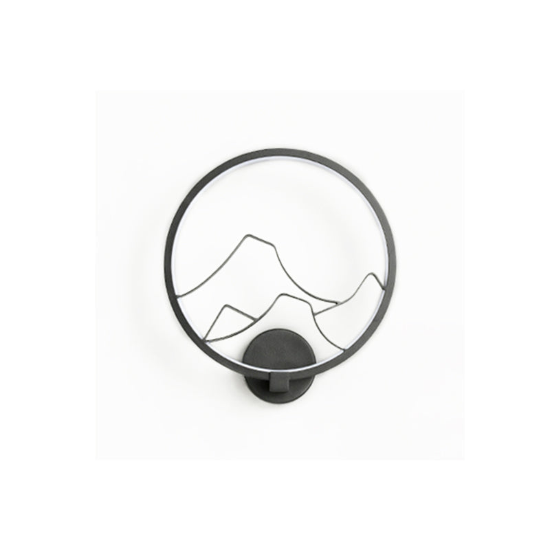 Minimalist Acrylic Ring Wall Lamp With Led White/Black Mountain Shade