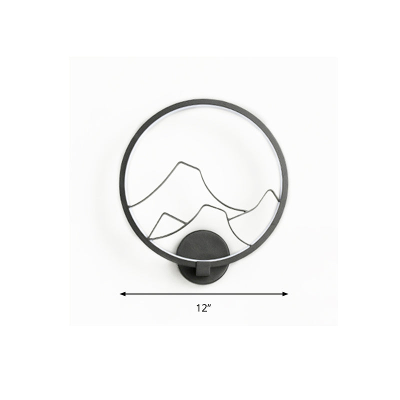 Minimalist Acrylic Ring Wall Lamp With Led White/Black Mountain Shade