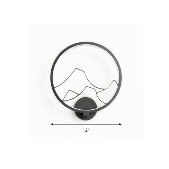 Minimalist Acrylic Ring Wall Lamp With Led White/Black Mountain Shade