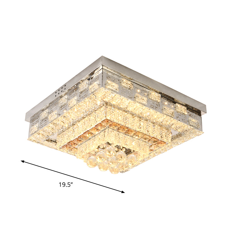 Crystal Ceiling Mount Led Flush Lamp With Contemporary Design