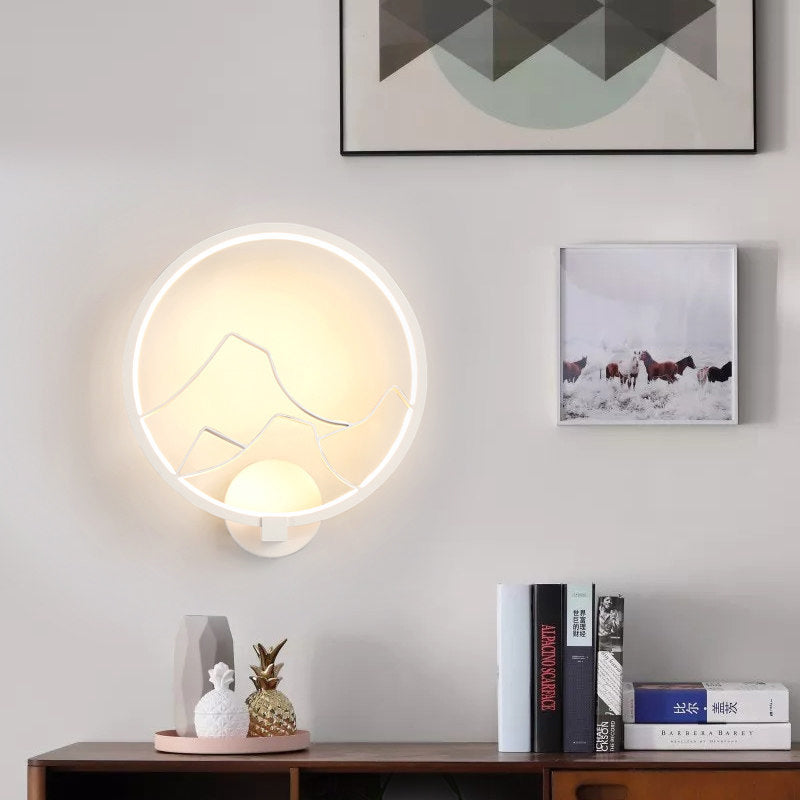 Minimalist Acrylic Ring Wall Lamp With Led White/Black Mountain Shade