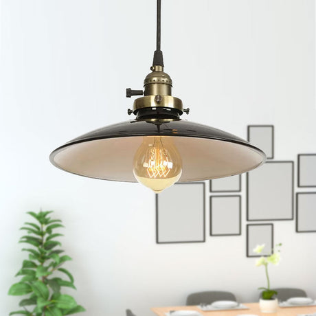 Vintage Iron Saucer Farmhouse Pendant Light - 1/2 Pack Adjustable Cord Black/Red Stylish Ceiling