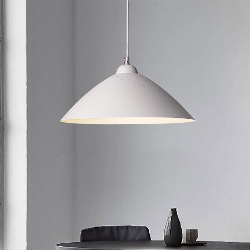 Metallic Conic Pendant Light With Scattered Hole Design - Industrial Style For Balcony Or Ceiling