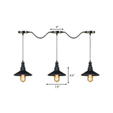 Vintage Industrial Black Iron Saucer Pendant Ceiling Light With Wire Connection - Pack Of 3/5 Bulbs