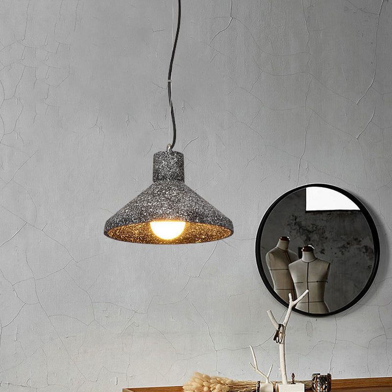 Industrial Style Hanging Lamp - 6.5’/10’/10.5’ Dia Conical Cement Pendant Light Grey 1 For