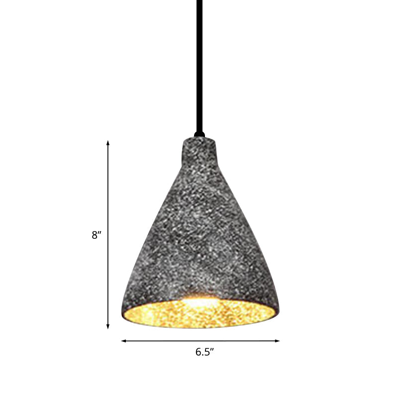 Industrial Style Hanging Lamp - 6.5’/10’/10.5’ Dia Conical Cement Pendant Light Grey 1 For