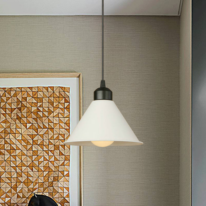 Modern Adjustable Cone Pendant Lamp - Stylish Black/White Metal Ceiling Hanging Light With 1 And