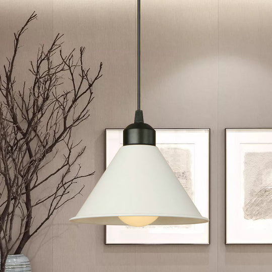 Modern Adjustable Cone Pendant Lamp - Stylish Black/White Metal Ceiling Hanging Light With 1 And