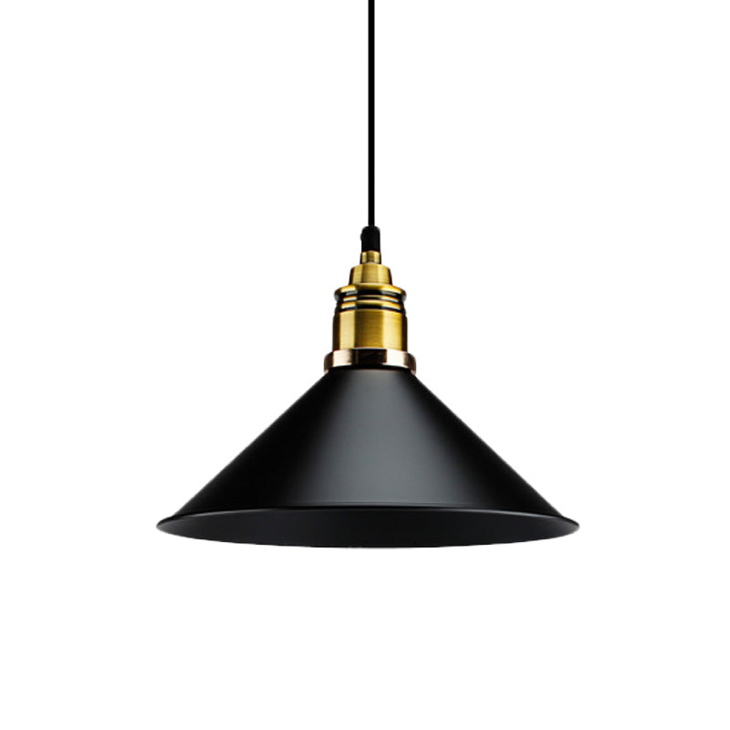 Black Metallic Cone Shade Ceiling Light - Loft Style 1 Head Kitchen Pendant Lamp (10’/14’ Wide)