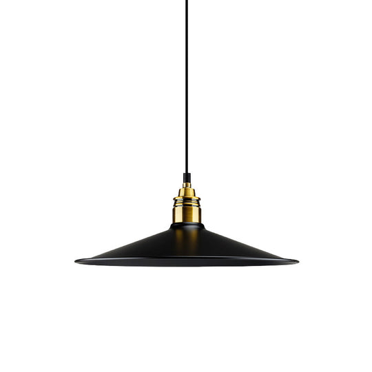 Black Metallic Cone Shade Ceiling Light - Loft Style 1 Head Kitchen Pendant Lamp (10’/14’ Wide)