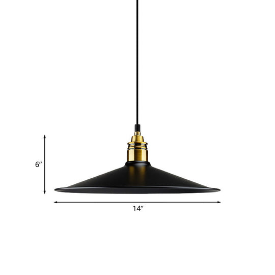Black Metallic Cone Shade Ceiling Light - Loft Style 1 Head Kitchen Pendant Lamp (10’/14’ Wide)