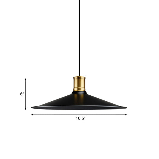 Vintage Industrial 1-Light Pendant With Metallic Black Finish For Bedroom - 8.5/10.5 Width