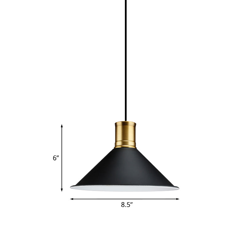 Vintage Industrial 1-Light Pendant With Metallic Black Finish For Bedroom - 8.5/10.5 Width