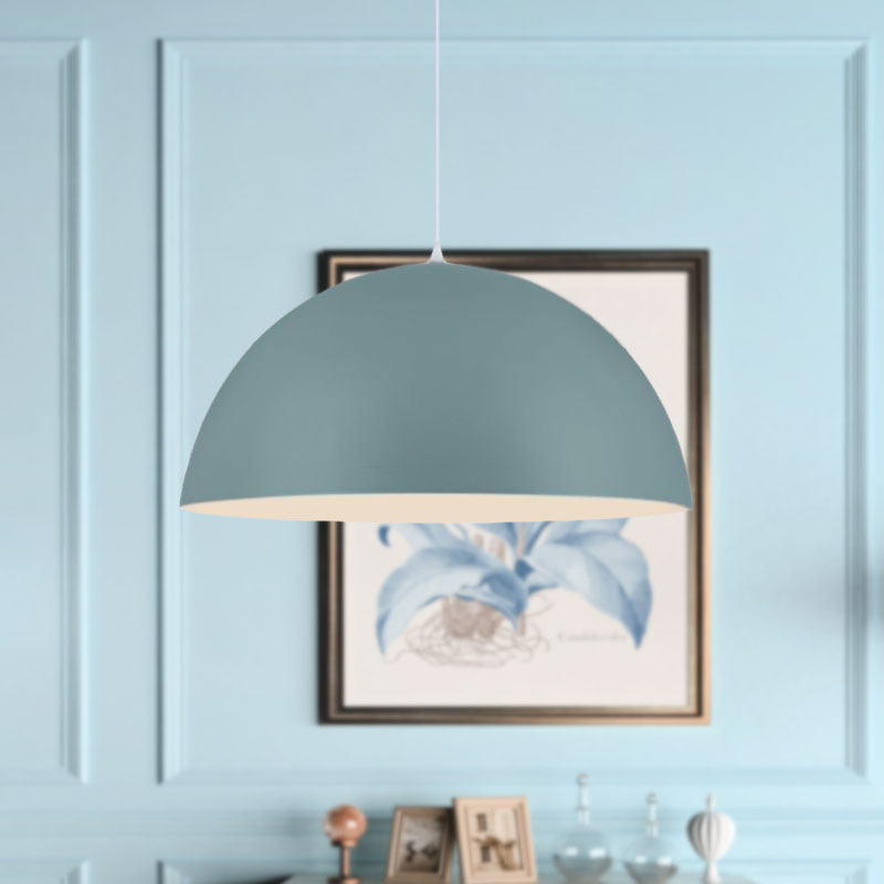 Nordic Style 1-Light Aluminum Bowl Pendant In Pink/Yellow For Living Room