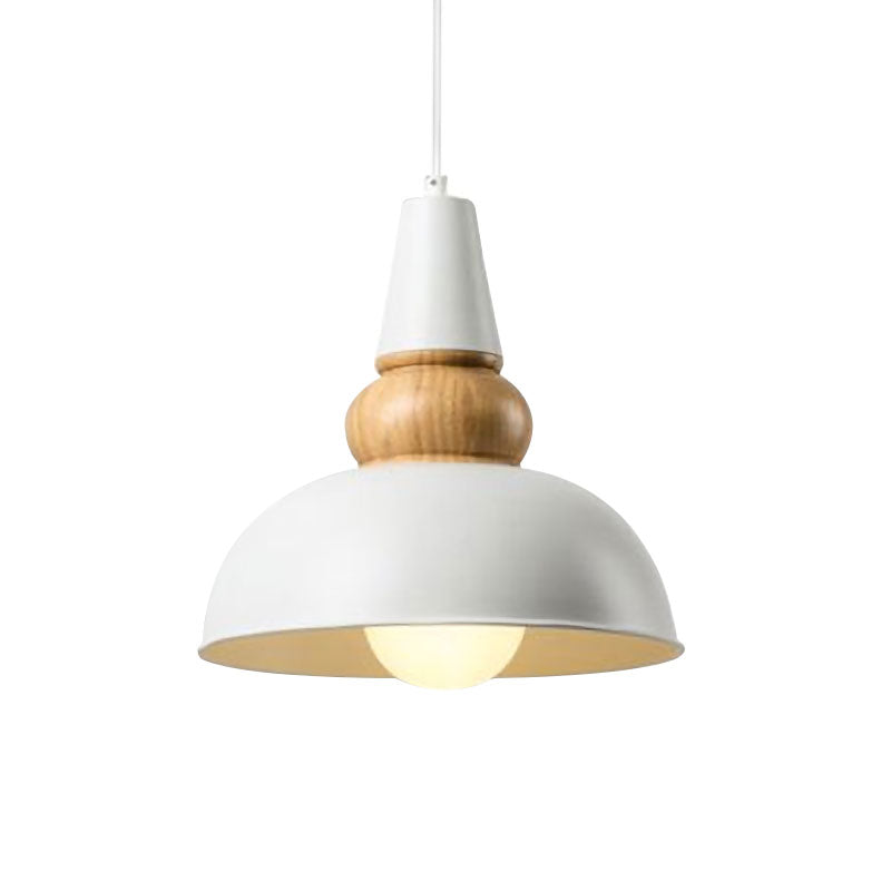 Modernist Style 1-Light Ceiling Pendant Lamp With Metal And Wood Bowl Shade In Black Living Room