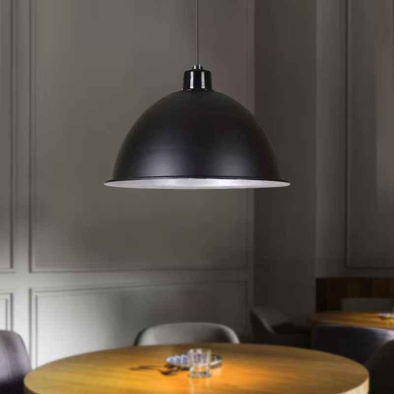 Retro Style Metallic Hanging Light Pendant With Bowl Shade - Black/Silver Black