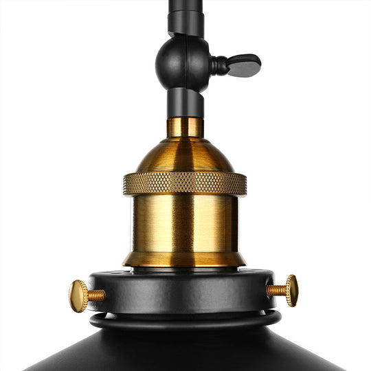 Black Metal Vintage Island Ceiling Light Fixture With Cone Shades - 3 Heads Stylish For Living Room