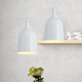 Contemporary Metal Bell Ceiling Hanging Light - Adjustable Cord White/Black 6/8/10.5 Dia 1