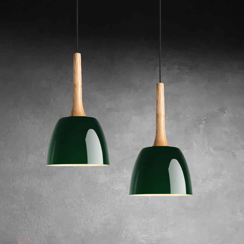Modernist Metal Pendant Ceiling Light - Yellow/Blue/Green Domed Design Perfect For Dining Room
