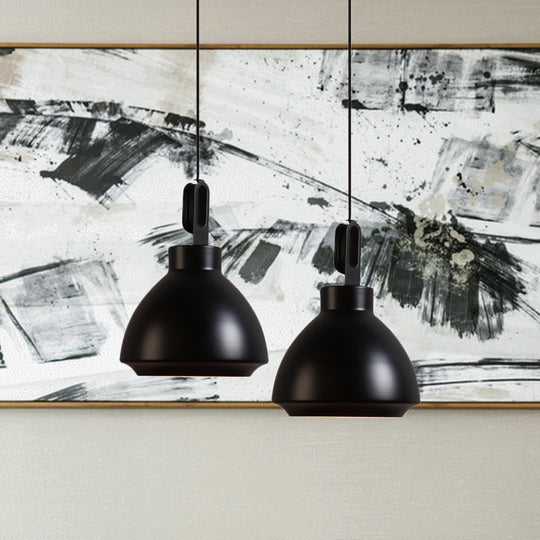 Nordic Style Metal Ceiling Pendant Light With Dome Shade For Living Room - Black/Grey