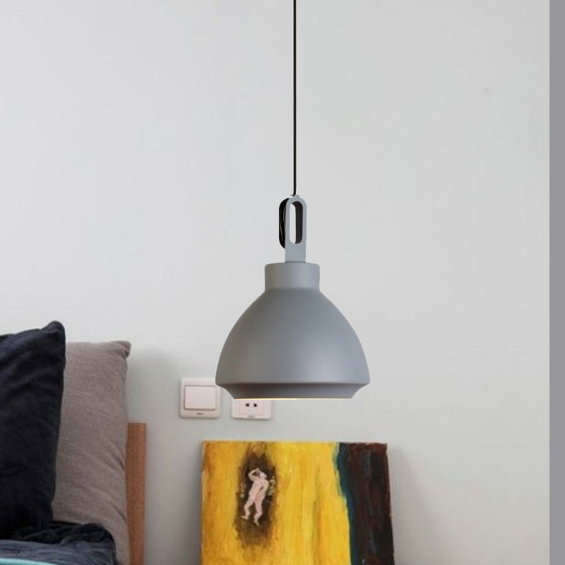 Nordic Style Metal Ceiling Pendant Light With Dome Shade For Living Room - Black/Grey