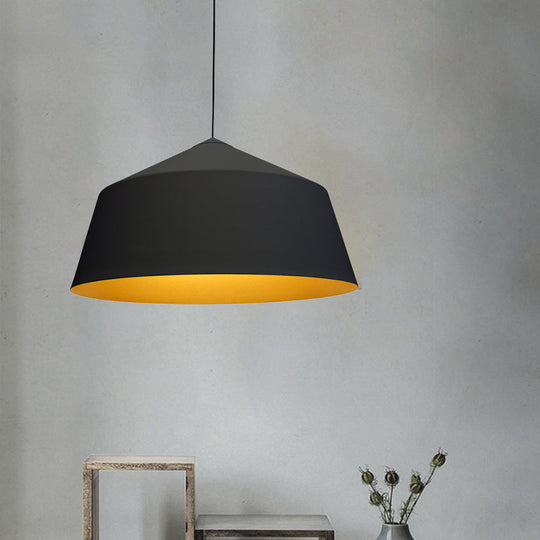 Retro Tapered Shade Pendant Lighting - 6/10.5/12.5 Width Metallic Hanging Ceiling Light: Black/White