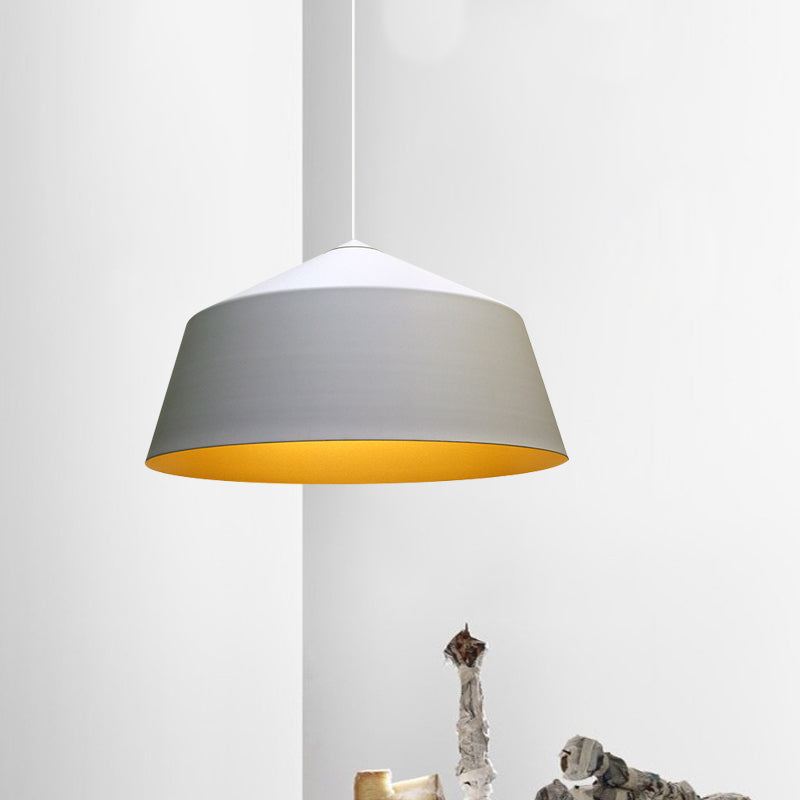 Retro Tapered Shade Pendant Lighting - 6/10.5/12.5 Width Metallic Hanging Ceiling Light: Black/White