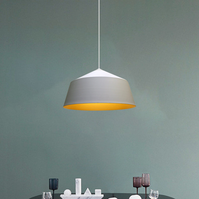 Retro Tapered Shade Pendant Light Metallic Hanging Ceiling (6’/10.5’/12.5’ Width) - Black/White