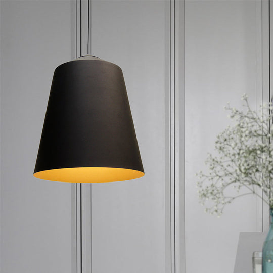 Retro Tapered Shade Pendant Light Metallic Hanging Ceiling (6’/10.5’/12.5’ Width) - Black/White