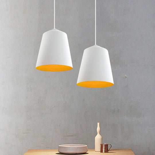 Retro Tapered Shade Pendant Light Metallic Hanging Ceiling (6’/10.5’/12.5’ Width) - Black/White