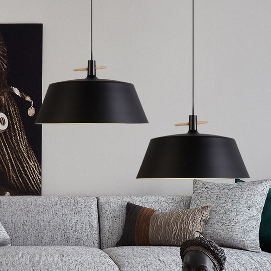 Contemporary Metallic Pendant Lamp With Shade - Black/White Black / C