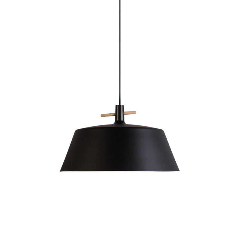 Contemporary Metallic Pendant Lamp With Shade - Black/White