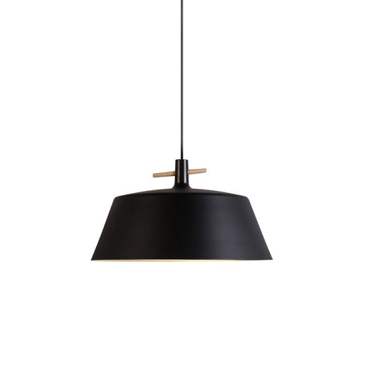 Contemporary Metallic Pendant Lamp With Shade - Black/White