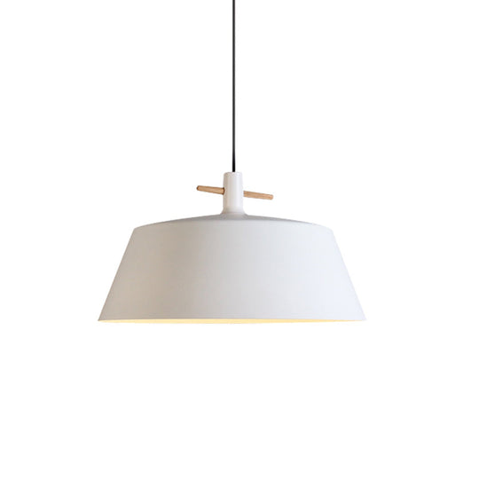 Contemporary Metallic Pendant Lamp With Shade - Black/White