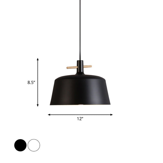 Contemporary Metallic Pendant Lamp With Shade - Black/White