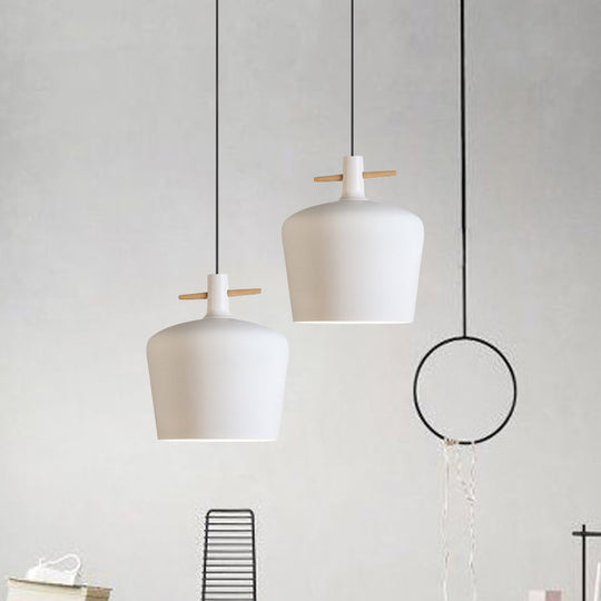 Contemporary Metallic Pendant Lamp With Shade - Black/White White / A