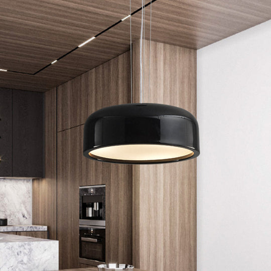 Metallic Restaurant Pendant Light Fixture - Khaki/Black Drum Shade With Macaron Style 1 Bulb