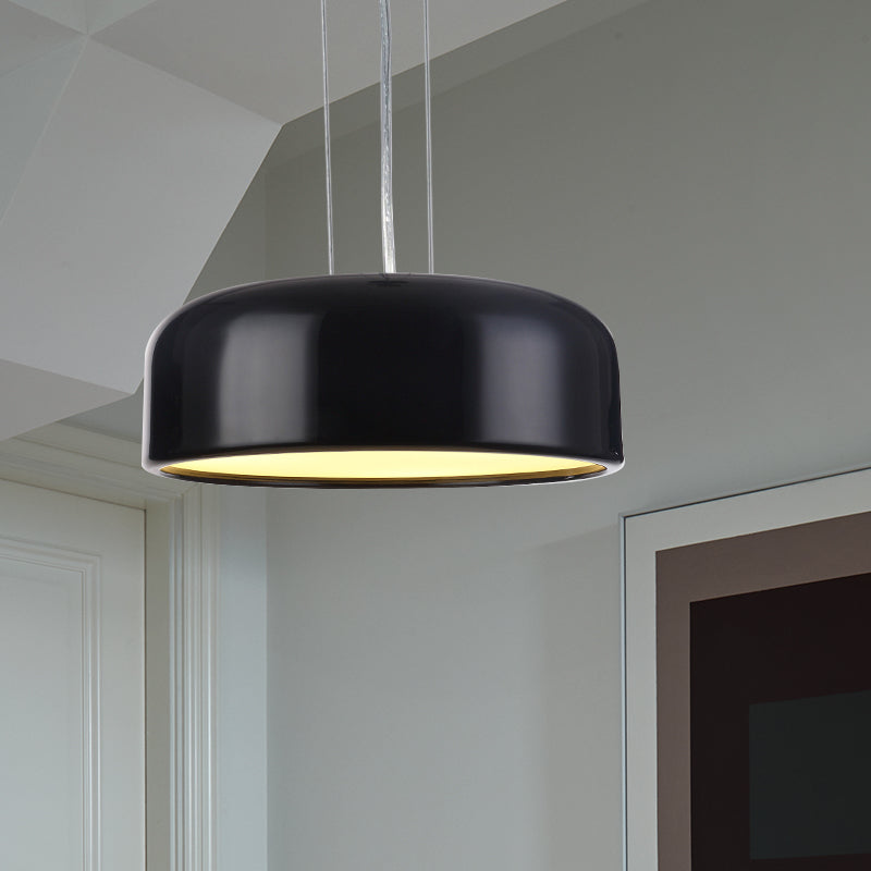 Metallic Macaron Style Pendant Light Fixture | Khaki/Black Drum Shade 1 Bulb Restaurant Ceiling
