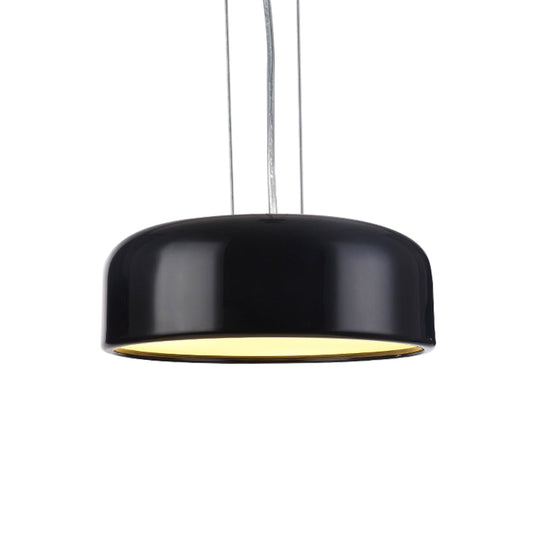 Metallic Macaron Style Pendant Light Fixture | Khaki/Black Drum Shade 1 Bulb Restaurant Ceiling