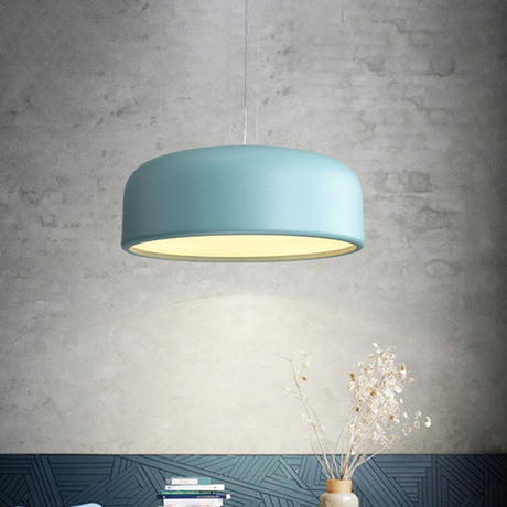 Metallic Restaurant Pendant Light Fixture - Khaki/Black Drum Shade With Macaron Style 1 Bulb