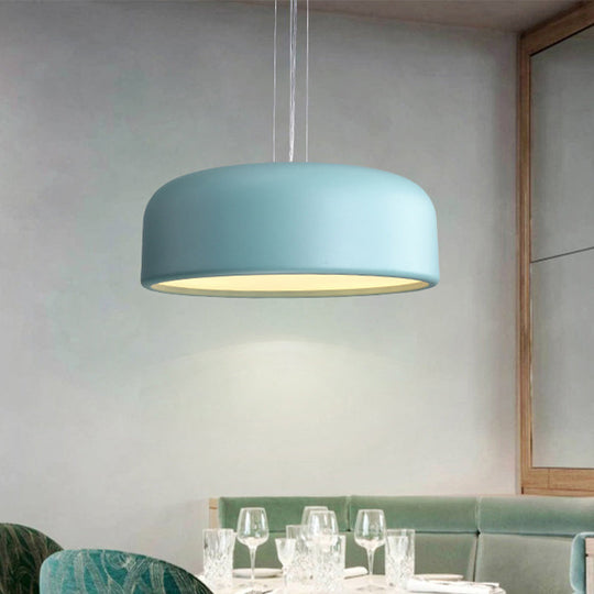 Metallic Restaurant Pendant Light Fixture - Khaki/Black Drum Shade With Macaron Style 1 Bulb