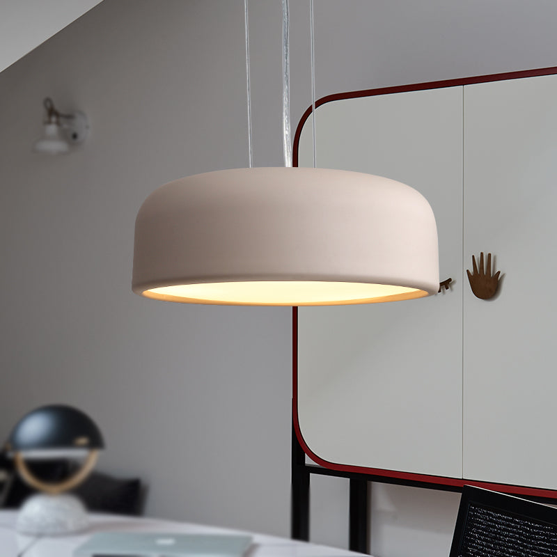 Metallic Restaurant Pendant Light Fixture - Khaki/Black Drum Shade With Macaron Style 1 Bulb