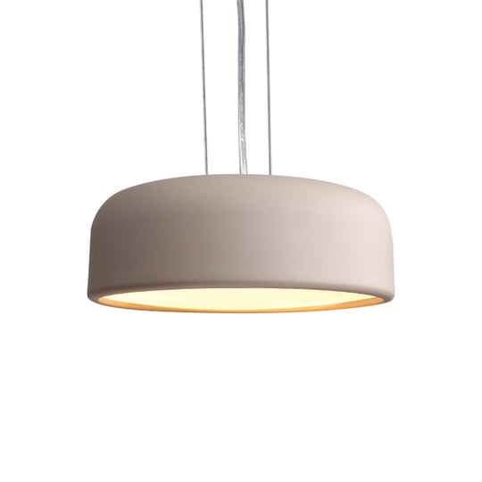 Metallic Restaurant Pendant Light Fixture - Khaki/Black Drum Shade With Macaron Style 1 Bulb