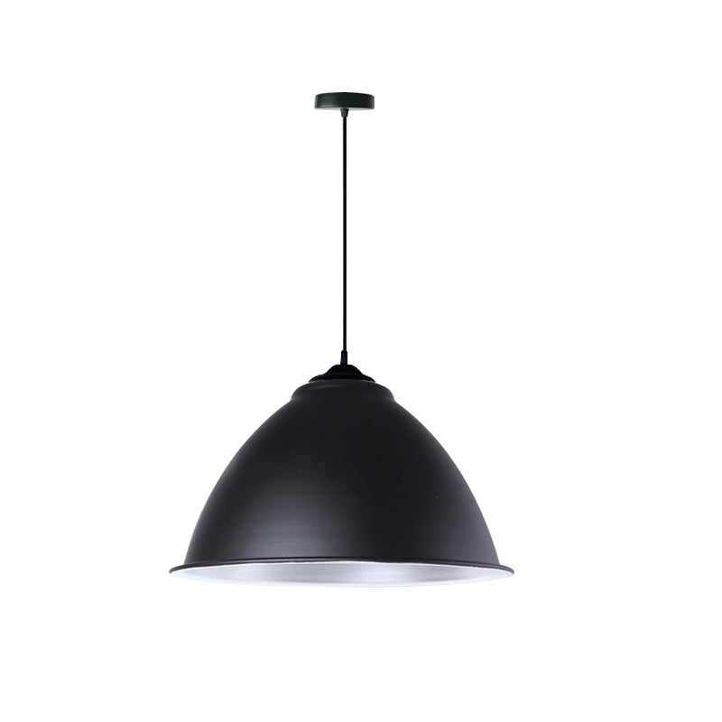 Metallic Domed Hanging Ceiling Light - Industrial Pendant Lamp With Adjustable Cord In