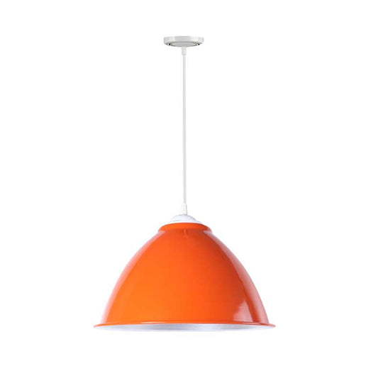Metallic Domed Hanging Ceiling Light - Industrial Pendant Lamp With Adjustable Cord In