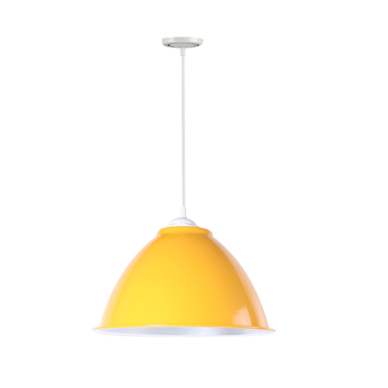 Metallic Domed Hanging Ceiling Light - Industrial Pendant Lamp With Adjustable Cord In