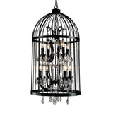 Vintage Industrial Black Metal Pendant Light With Crystal Accents - Multi Birdcage Hanging Design