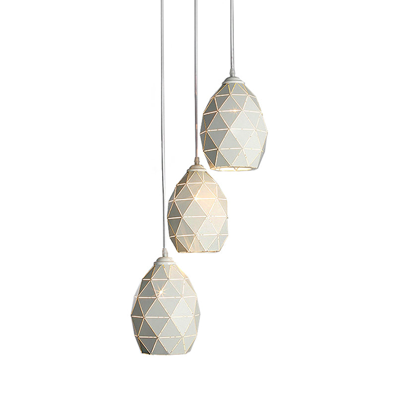 Modern White Geometric Metal Pendant Light - 3-Light Indoor Hanging Ceiling Fixture With