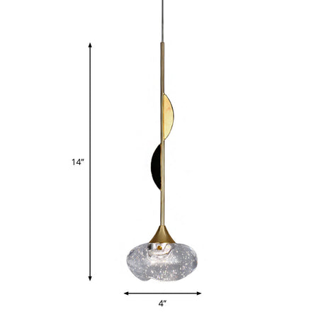 Contemporary Clear Crystal Mini Pendant Light For Bedroom With Half-Round Ornament